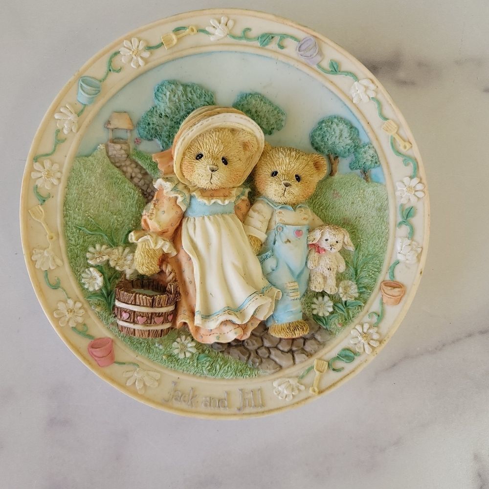 Cherished Teddies ceramic hanging wall art Jack & Jill friendship will never tum